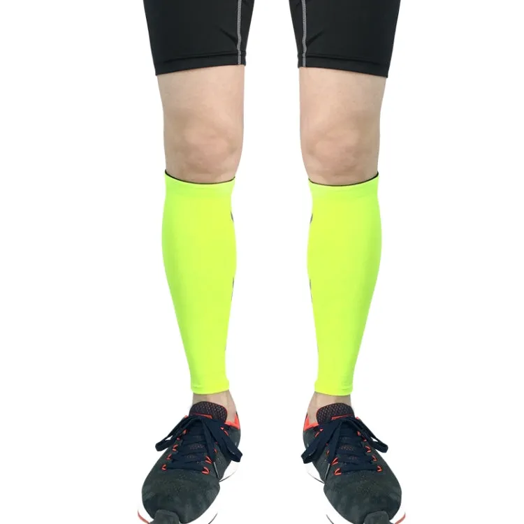 1 Pair Sports Breathable Compression Calf Sleeves Riding Running Protective Gear, Spec: L (Fluorescent Green)