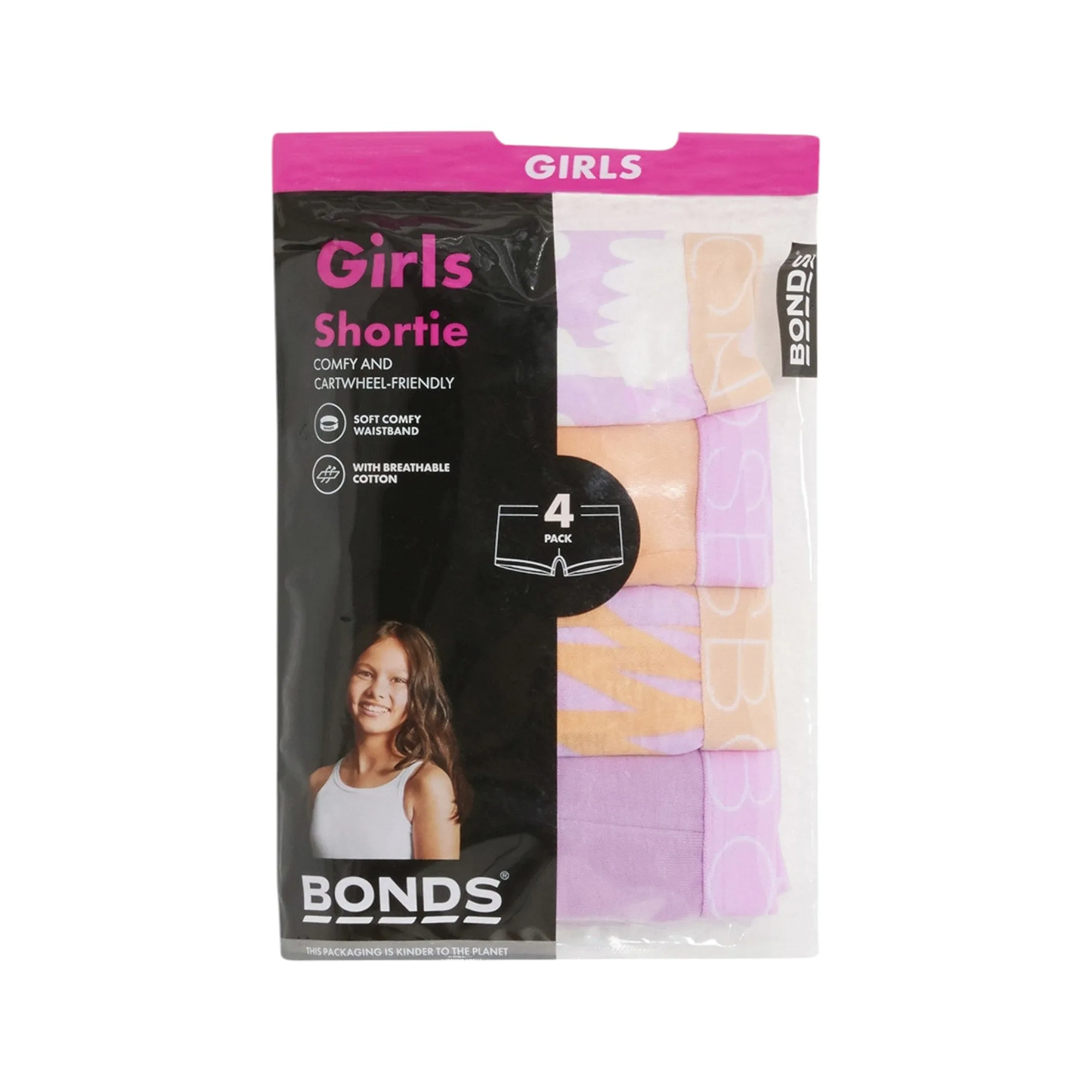 16 X Bonds Girls Shortie Underwear Kids Multi Coloured Trunks