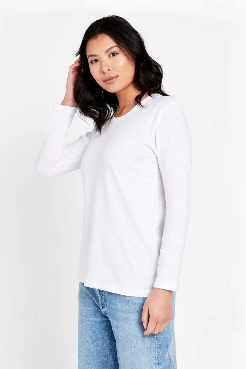 2 x Bonds Womens Long Sleeve Crew Tee Cotton T-Shirt White