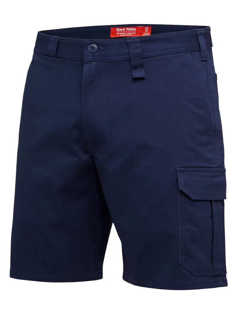 2 x Mens Hard Yakka Core Basic Stretch Drill Cargo Short Navy Y05067