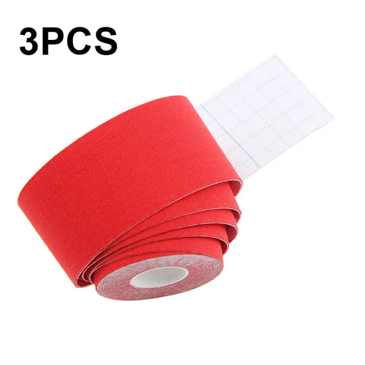 3 PCS Muscle Tape Physiotherapy Sports Tape Basketball Knee Bandage, Size: 2.5cm x 5m(Red)