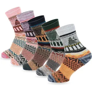 5-Pack Warm Crew Wool Socks - Cozy Comfort for Cold Weather