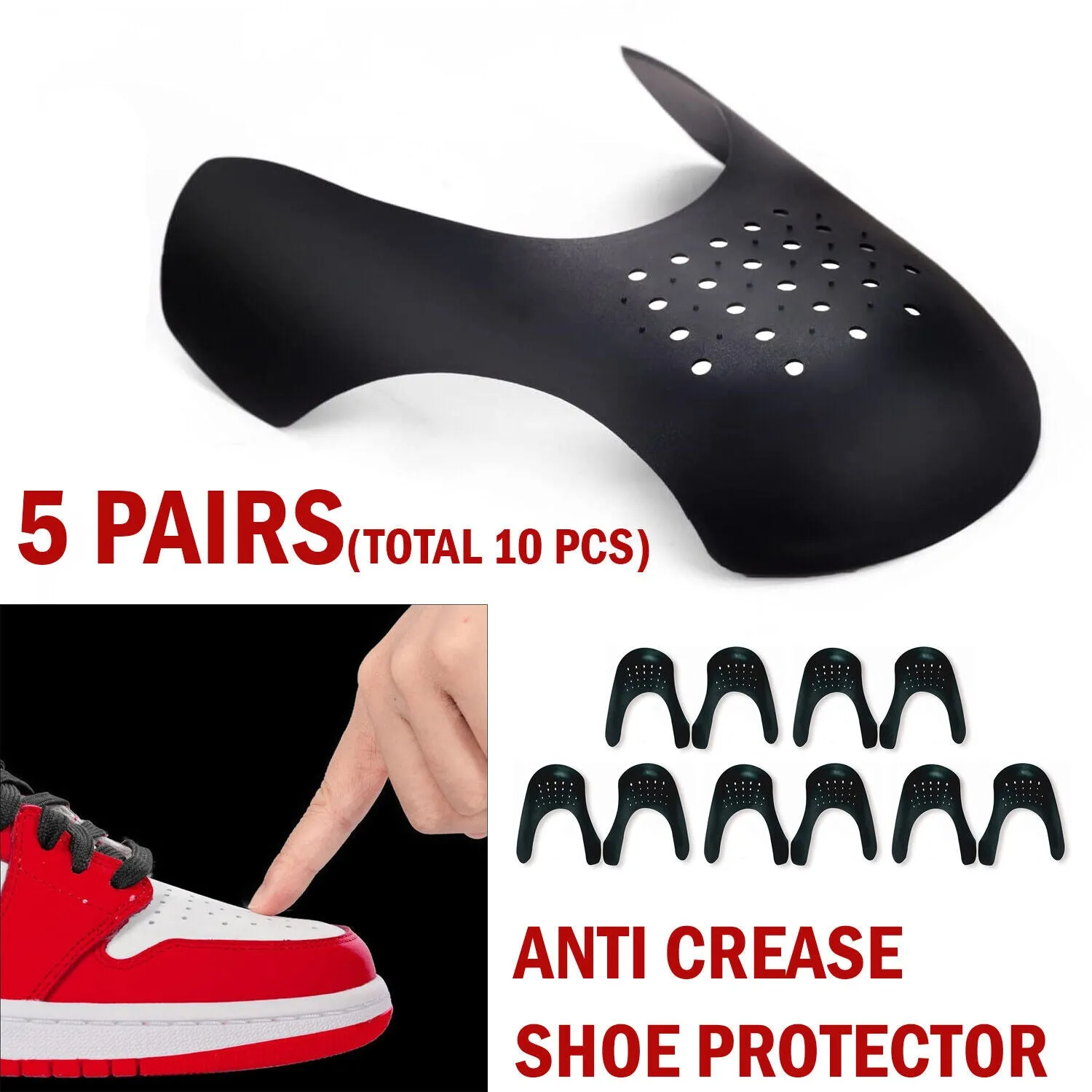 5 Pairs Anti Crease Shoe Protector Anti-Wrinkle Toe Cover Cap Sneaker Guards USA