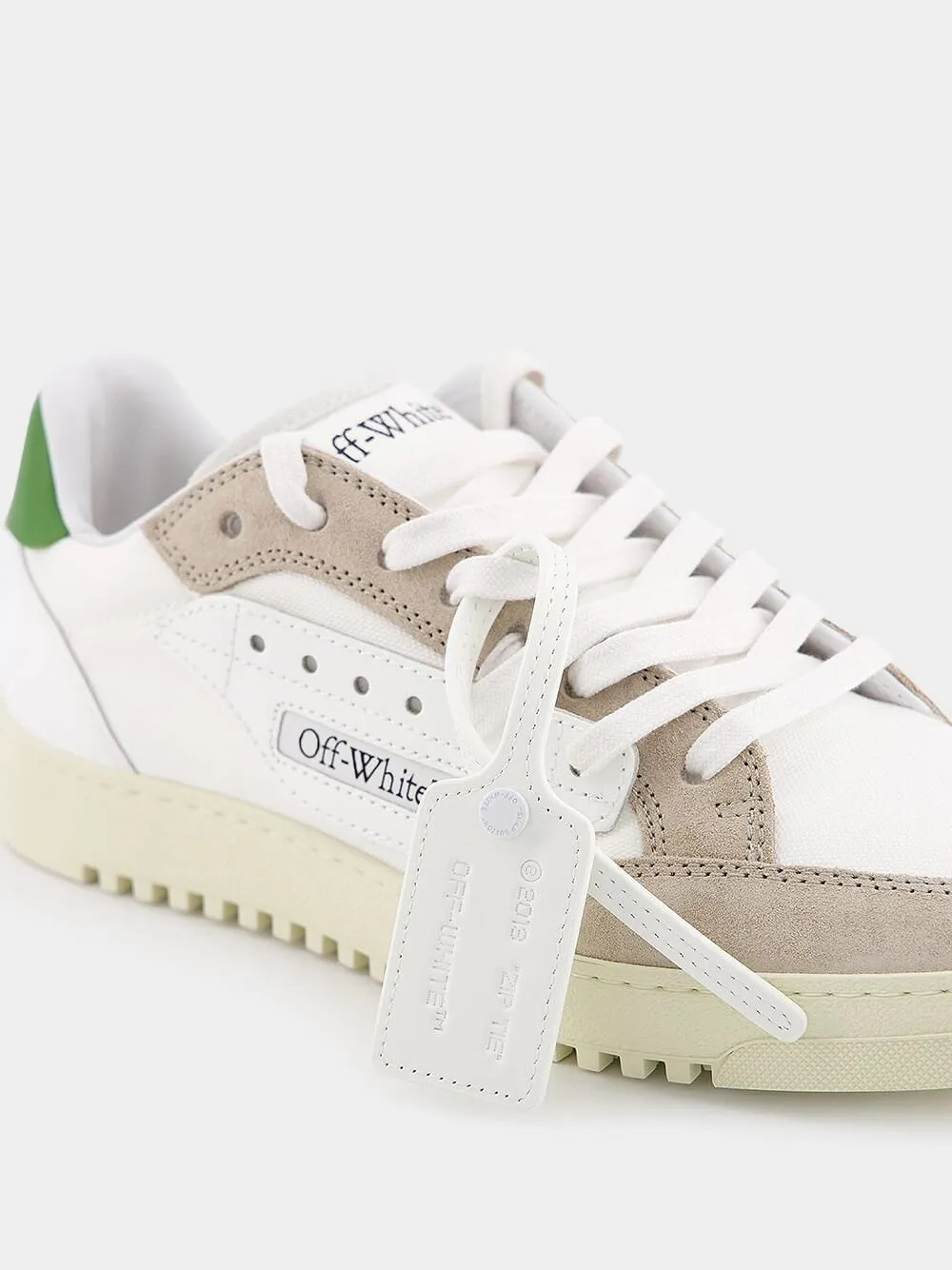 5.0 Low-Top White and Green Sneakers