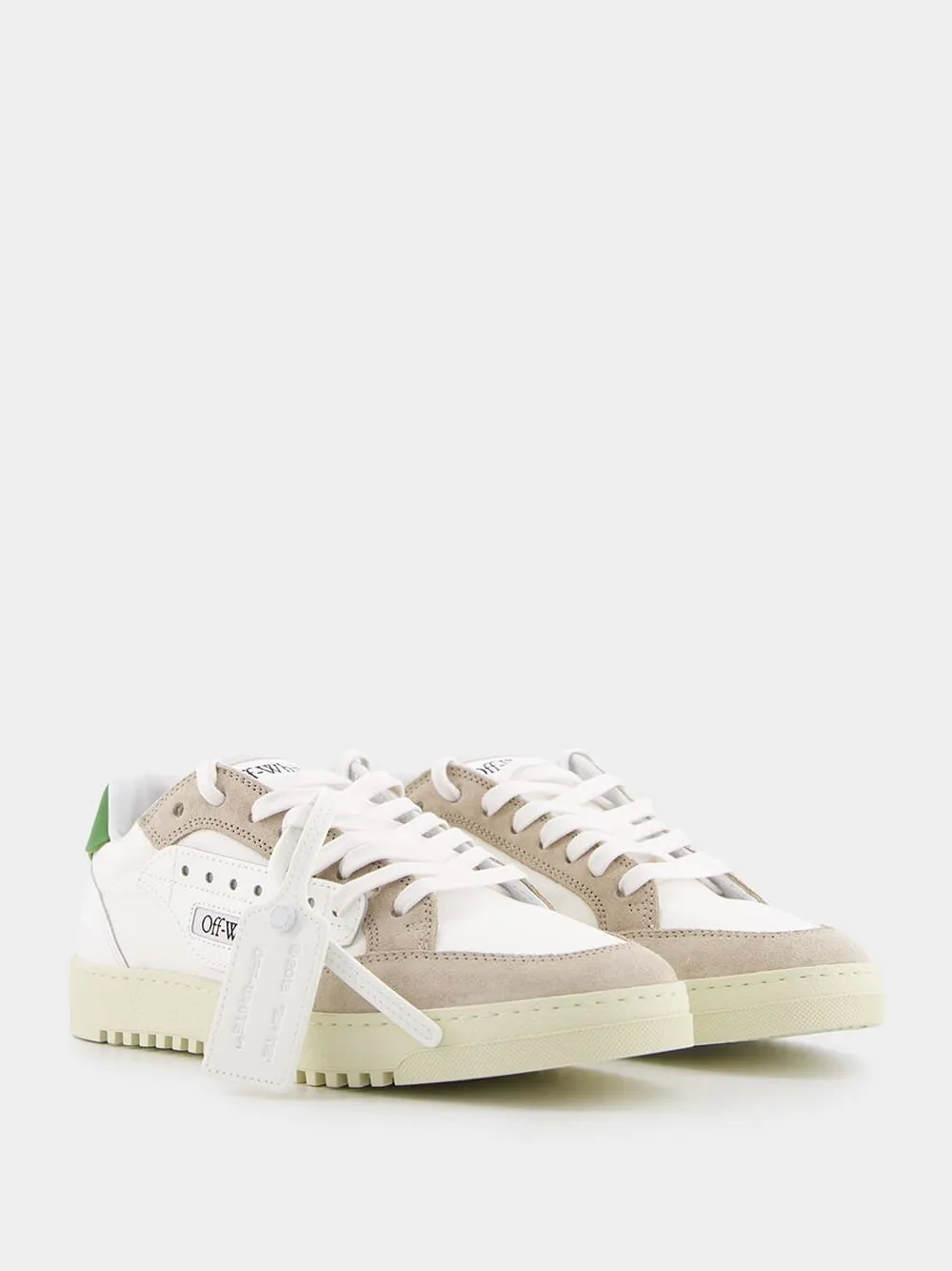 5.0 Low-Top White and Green Sneakers