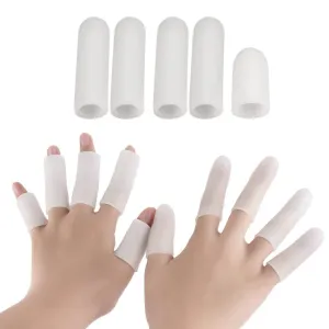 5pcs/Set Gel Finger Cots Hand Joint Crack Protector, Color: Close Style White