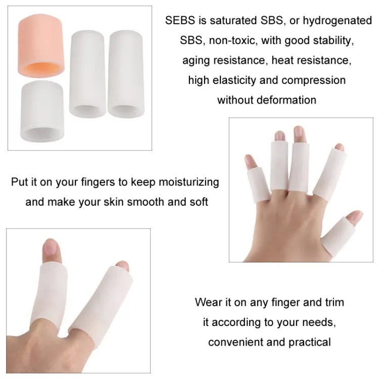 5pcs/Set Gel Finger Cots Hand Joint Crack Protector, Color: Close Style White