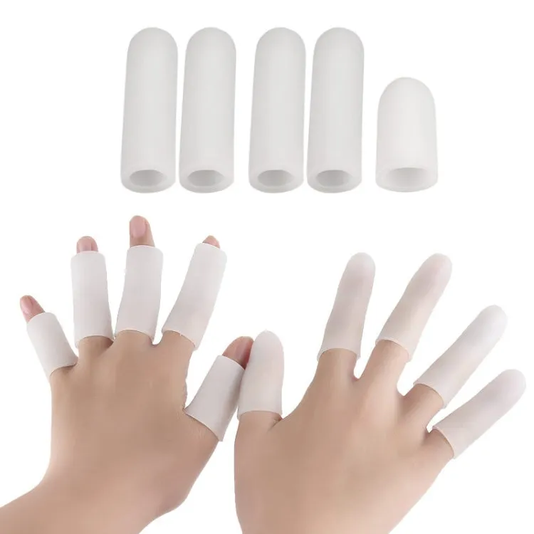 5pcs/Set Gel Finger Cots Hand Joint Crack Protector, Color: Close Style White