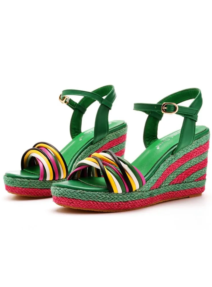 9 cm Bohemian Wedge Slope Heel Sandals