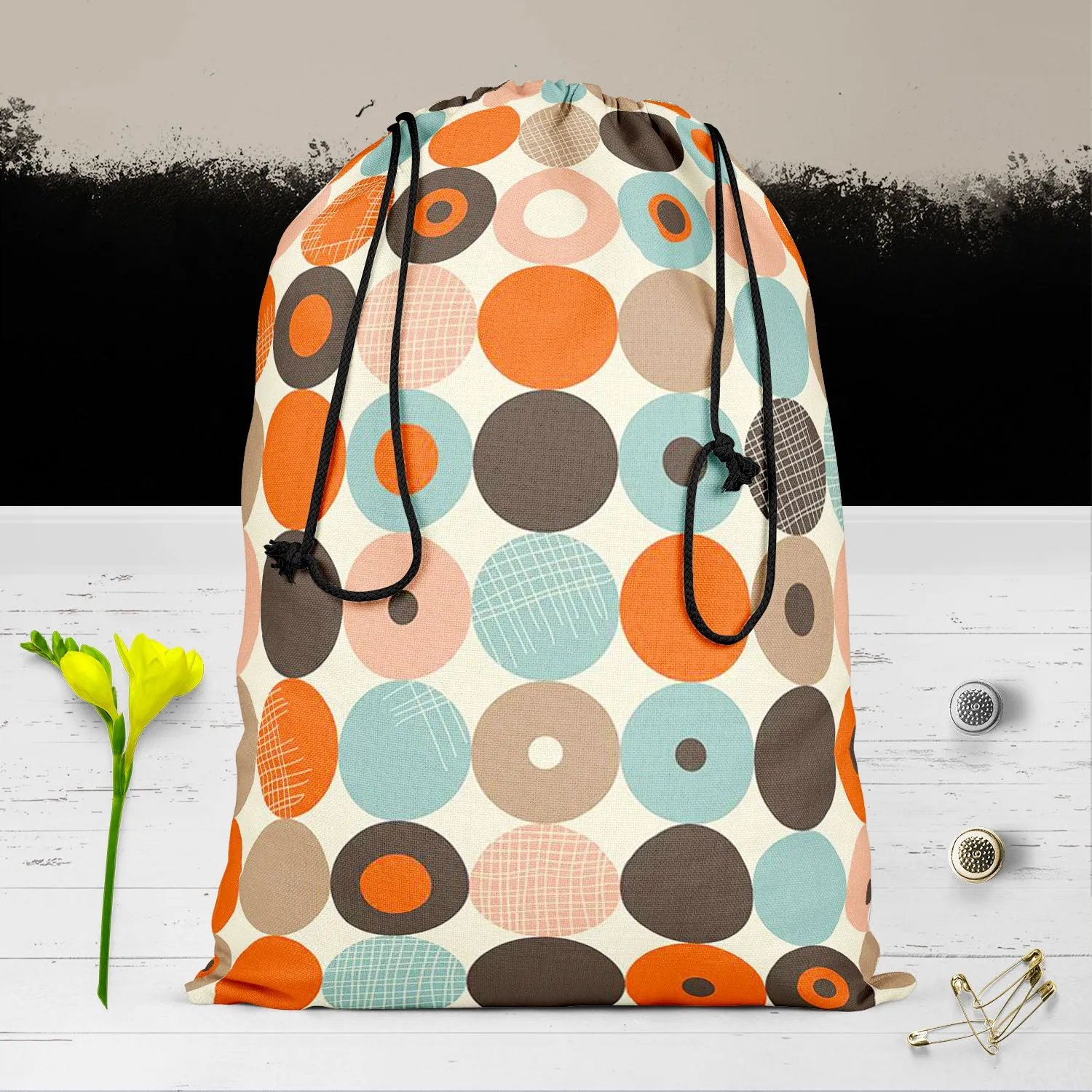 Abstract Retro D2 Reusable Sack Bag | Bag for Gym, Storage, Vegetable & Travel