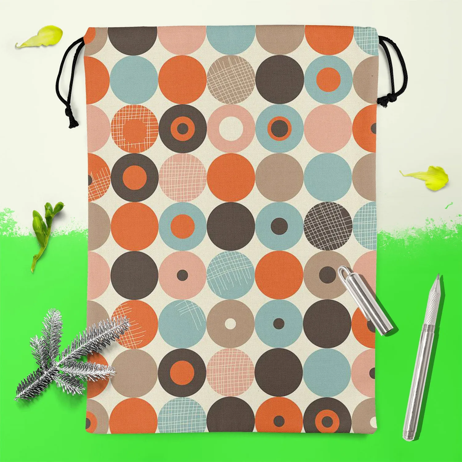 Abstract Retro D2 Reusable Sack Bag | Bag for Gym, Storage, Vegetable & Travel