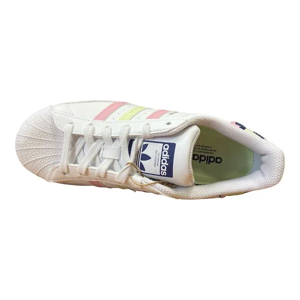 Adidas Originals scarpa sneakers da ragazza Superstar GY3330 bianco limone rosa