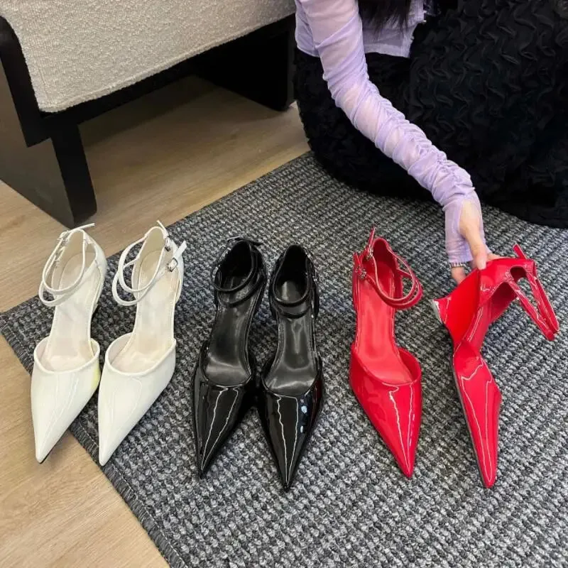 Advbridge  -  Sexy Pointed Toe Shallow Shoes High Heels Women 2024 New Buckle Strap Wedges Shoes Women Sexy Closed Toe Shoes