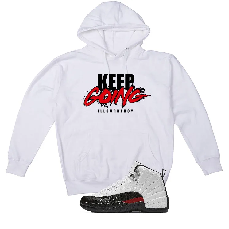 Air Jordan 12 “Red Taxi” | illcurrency White T-Shirt (keep Going)