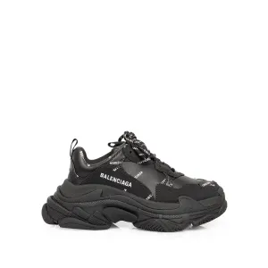 Allover Logo Triple S Sneakers in Black/White