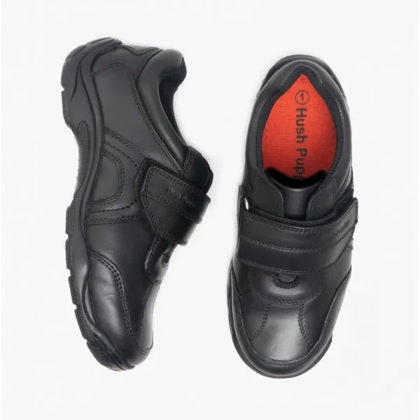 ARLO Boys Leather Touch Fasten Shoes Black