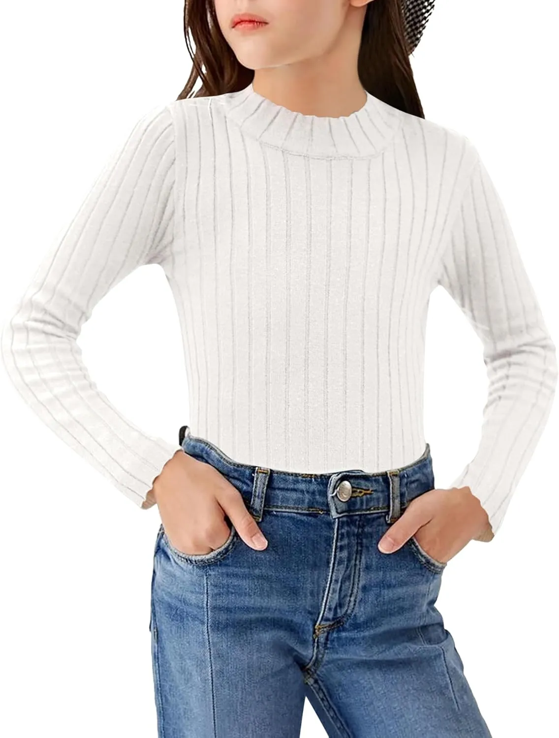 Arshiner Girls Shirts Half Turtleneck Long Sleeve Knitted Tops