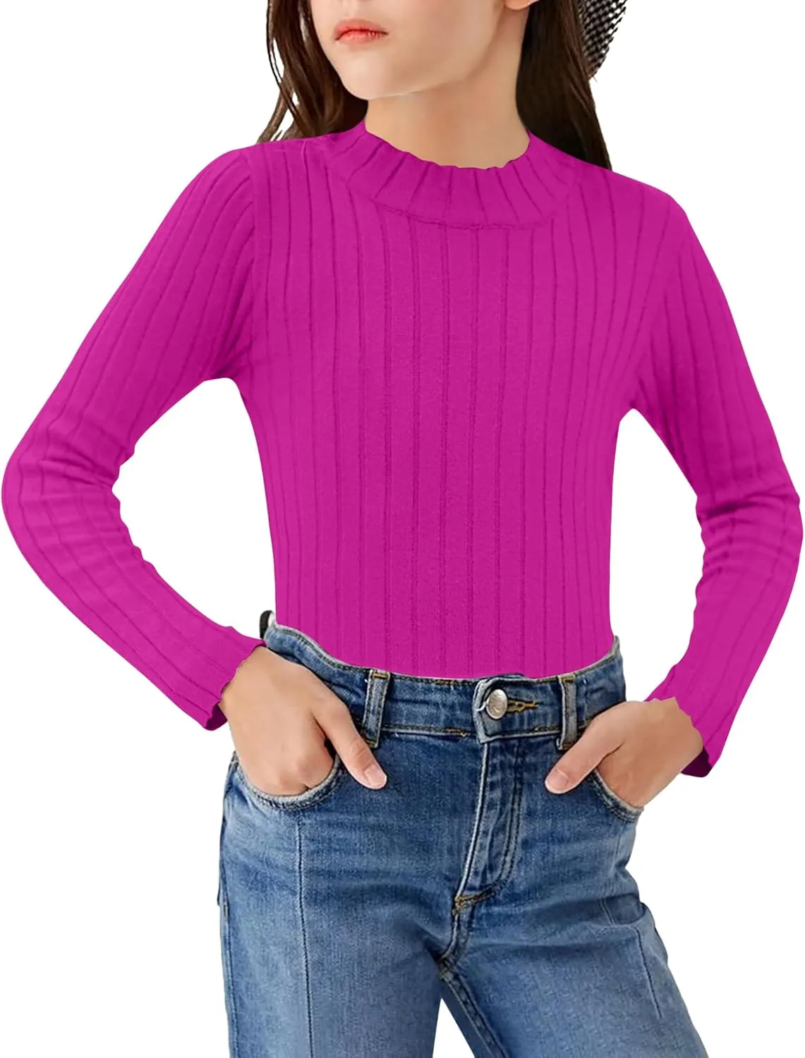 Arshiner Girls Shirts Half Turtleneck Long Sleeve Knitted Tops