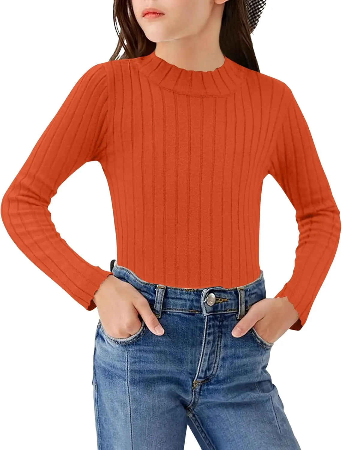 Arshiner Girls Shirts Half Turtleneck Long Sleeve Knitted Tops