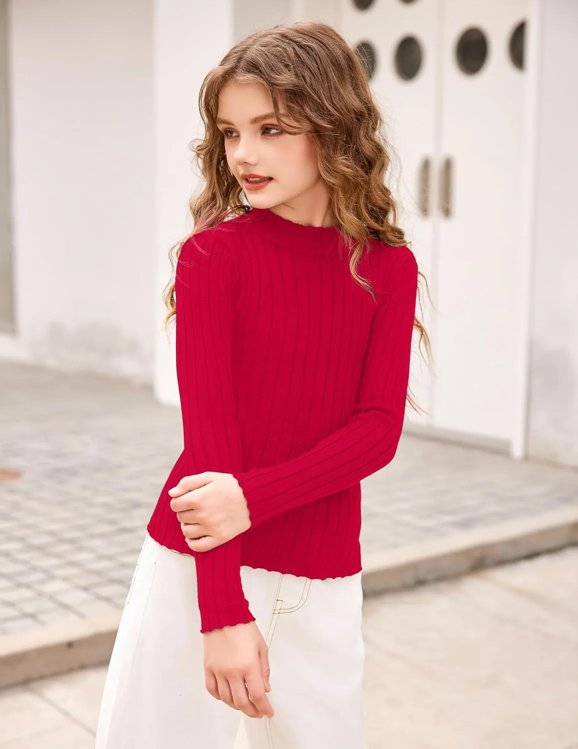 Arshiner Girls Shirts Half Turtleneck Long Sleeve Knitted Tops