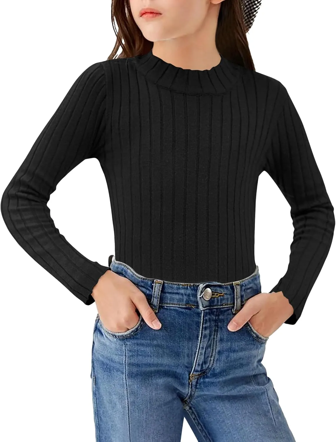 Arshiner Girls Shirts Half Turtleneck Long Sleeve Knitted Tops