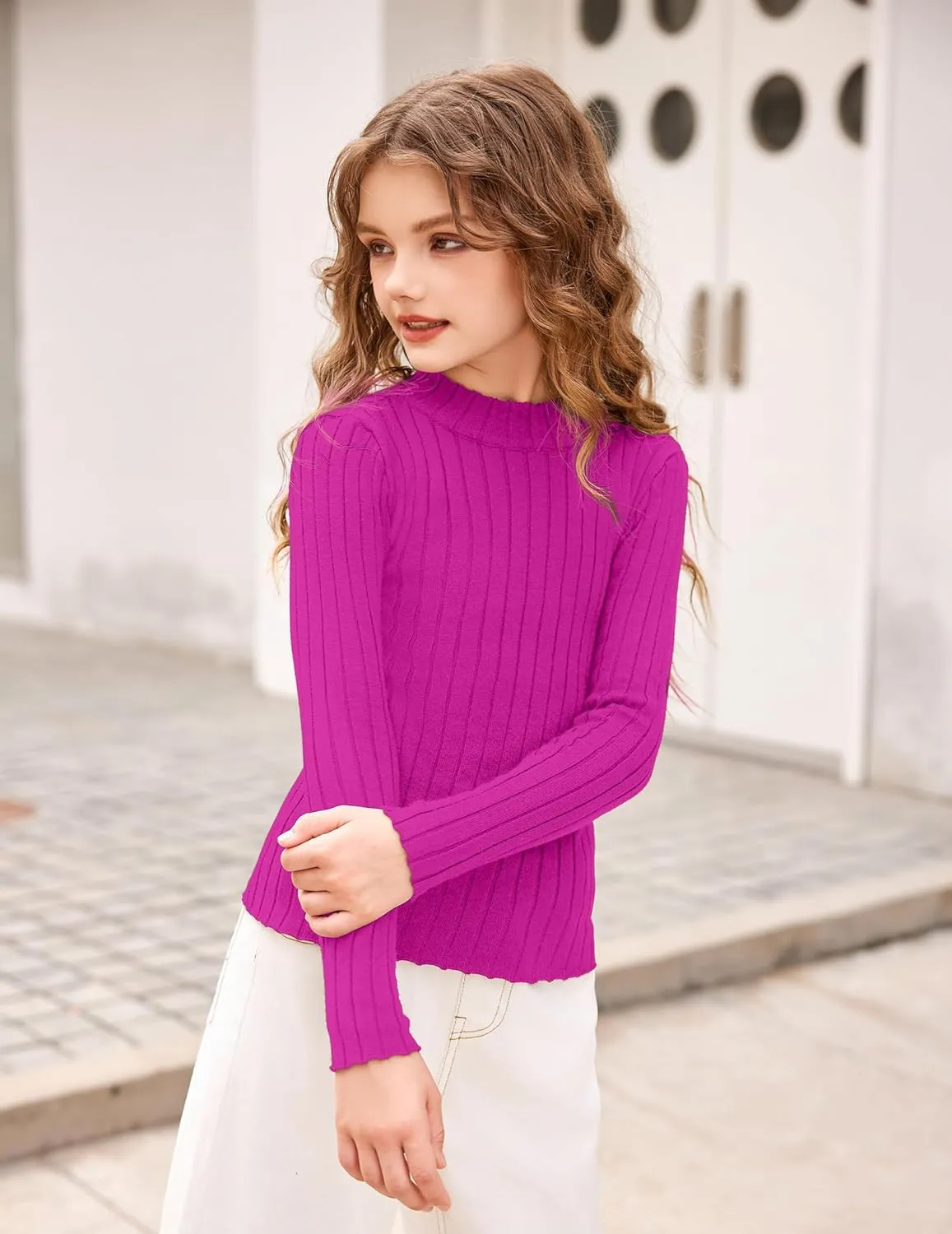 Arshiner Girls Shirts Half Turtleneck Long Sleeve Knitted Tops