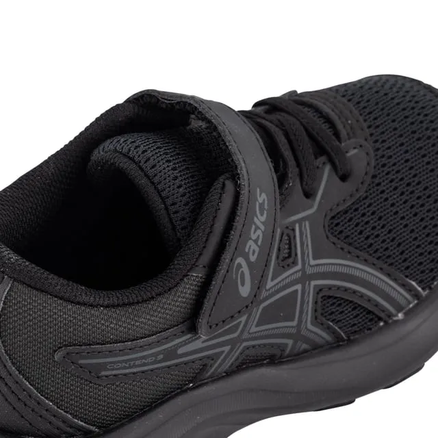 ASICS KID'S CONTEND 9 PS TRIPLE BLACK RUNNING SHOES