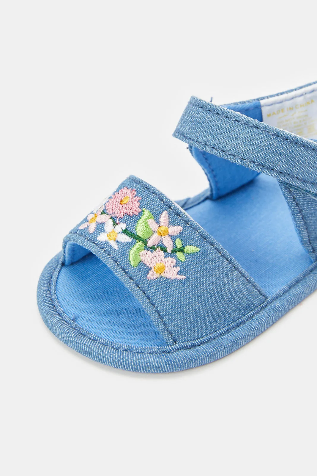 Baby Navy Embroidered Pram Shoe