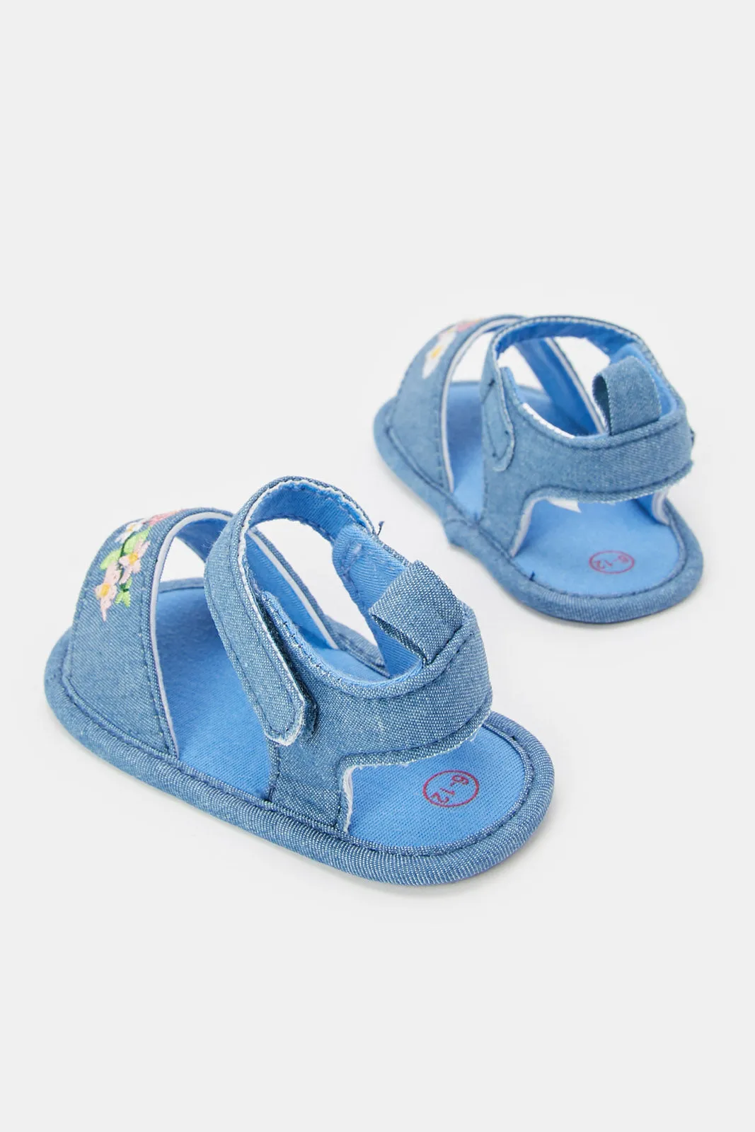 Baby Navy Embroidered Pram Shoe