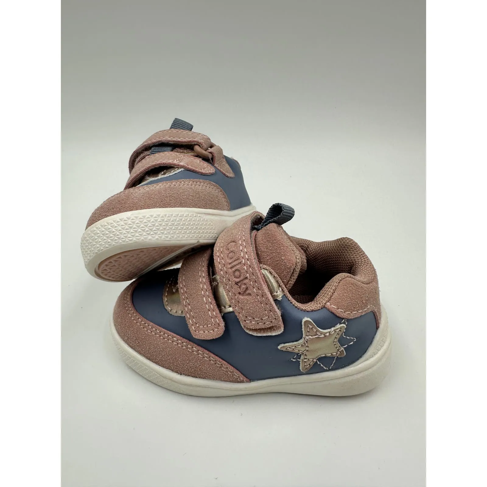 Baby Size 4 Pink and Purple Strap Sneakers with Suede Trim