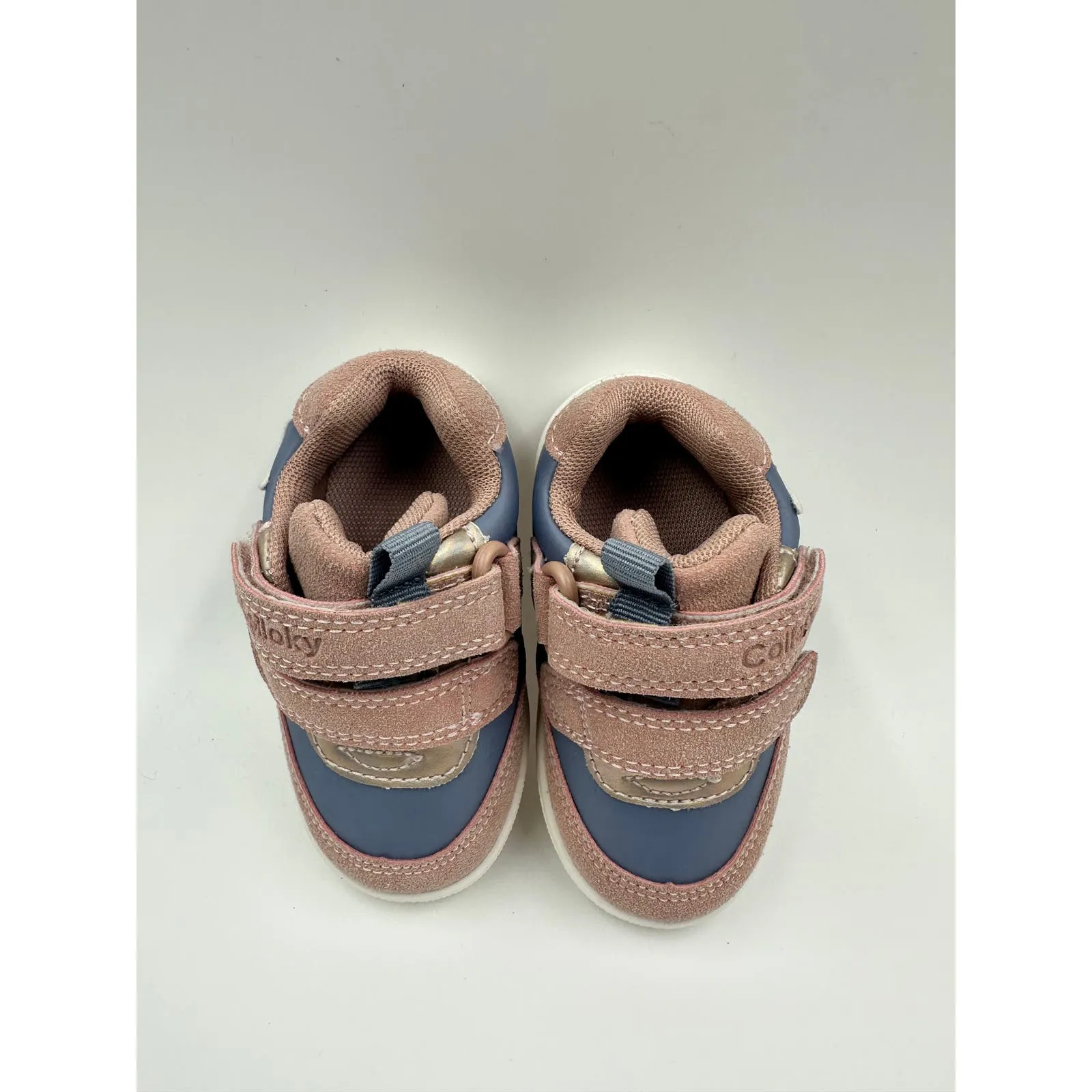 Baby Size 4 Pink and Purple Strap Sneakers with Suede Trim