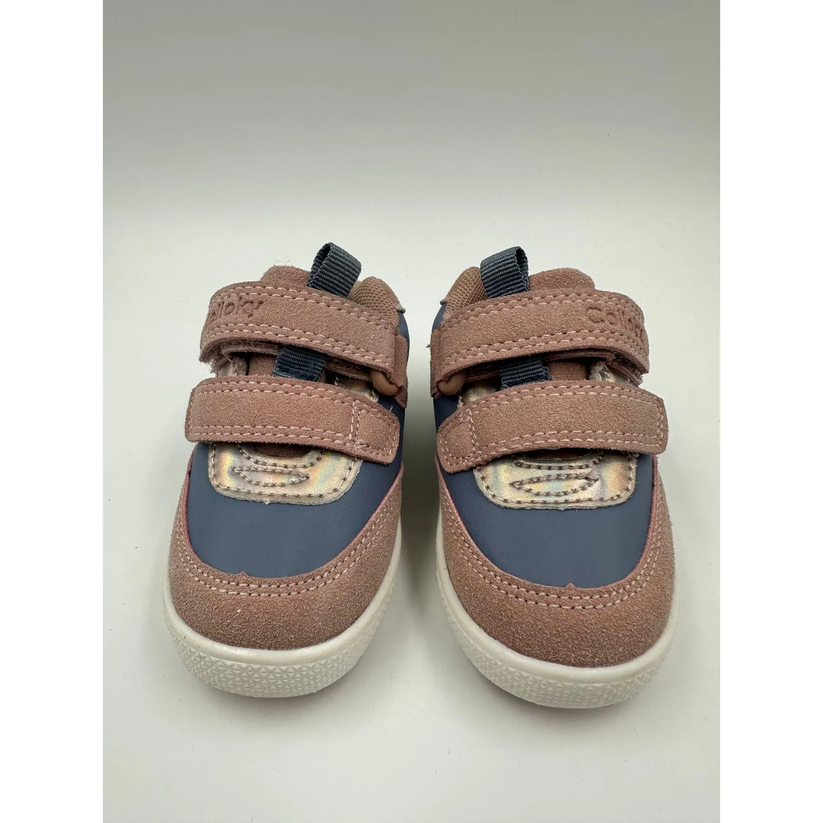 Baby Size 4 Pink and Purple Strap Sneakers with Suede Trim