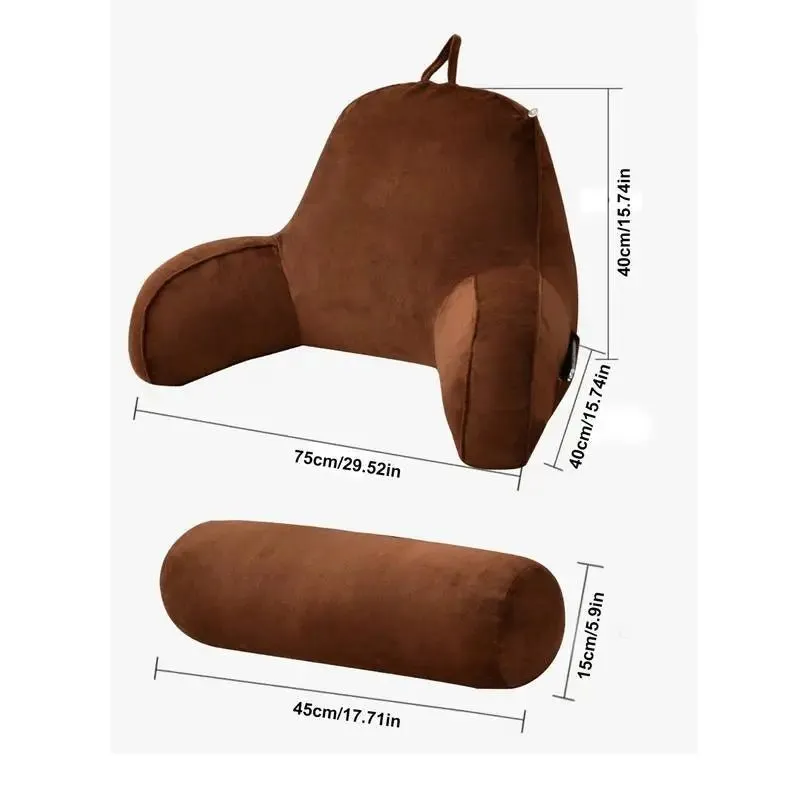 Backrest Pillow With Arms & Adjustable Headrest - Back Cushion With Detachable Neck Pillow Bed Reading Rest Backrest Chair Car Seat Sofa Waist Pad