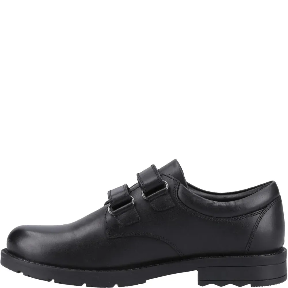 BARRY Boys Leather Twin Strap Shoes Black