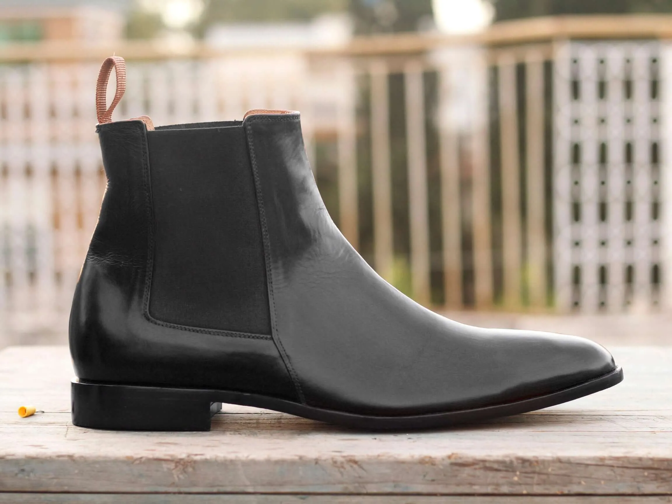 Bespoke Ankle High Black Chelsea Leather Boot