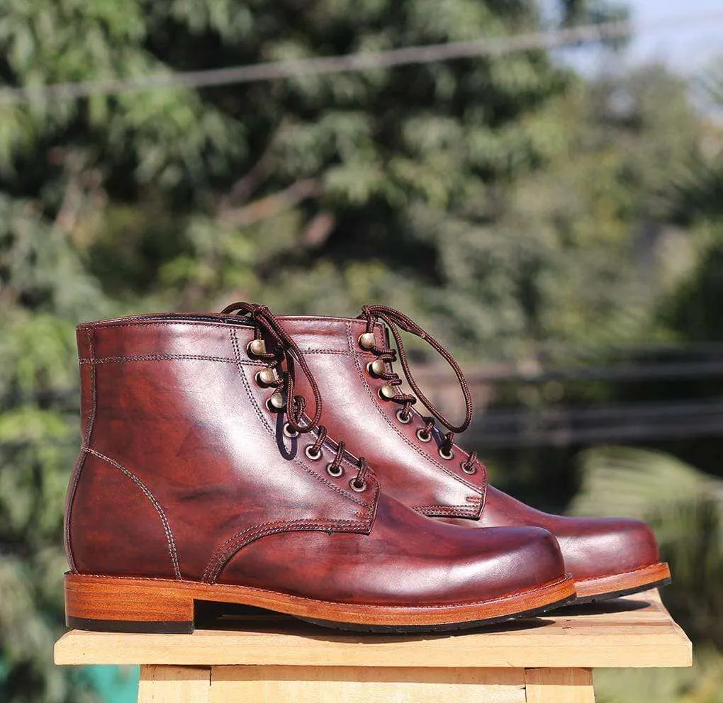 Bespoke Brown Ankle High Boot