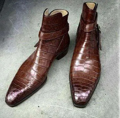 Bespoke Crocodile Texture Leather Brown Jodhpurs