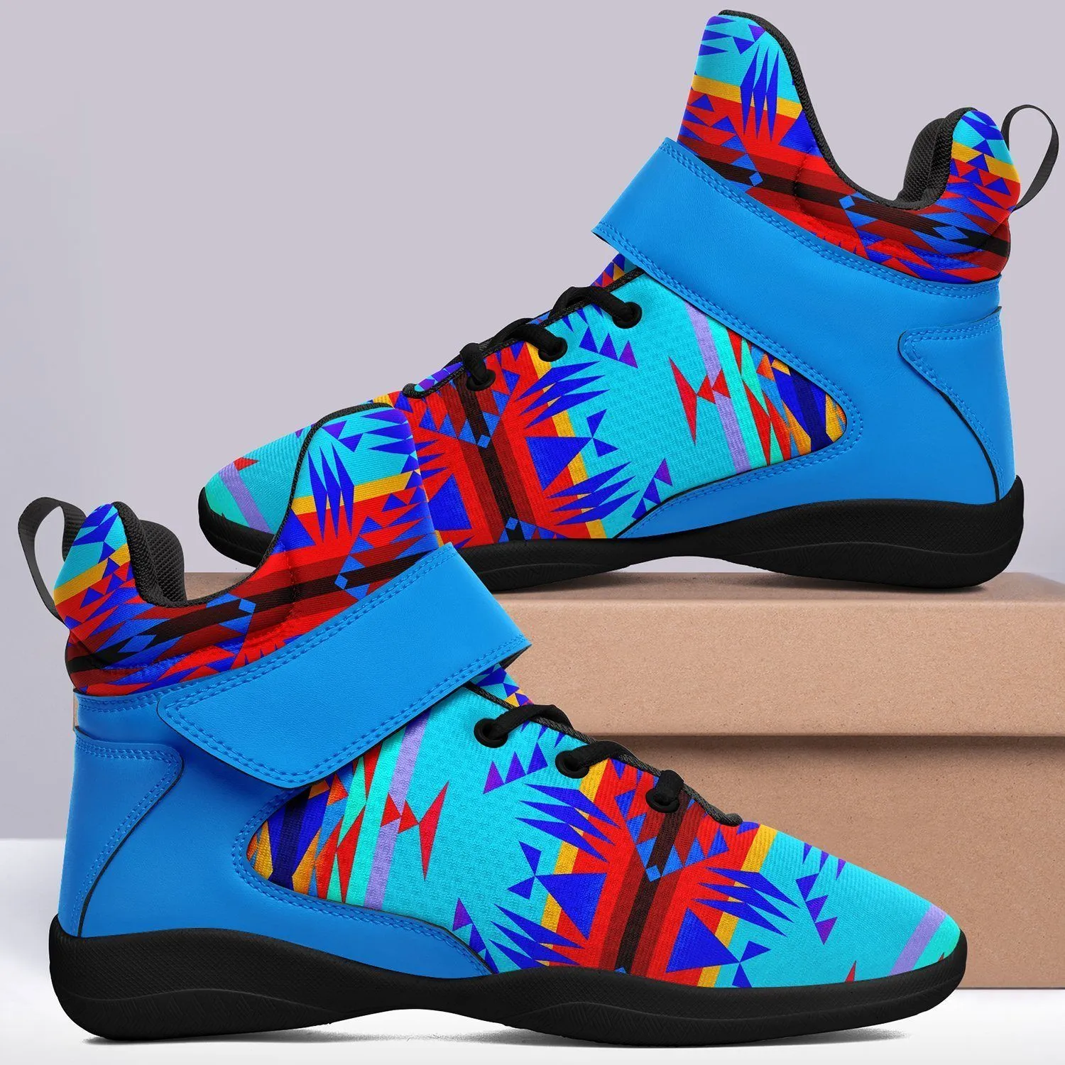 Between the Mountains Blue Ipottaa Basketball / Sport High Top Shoes - Black Sole