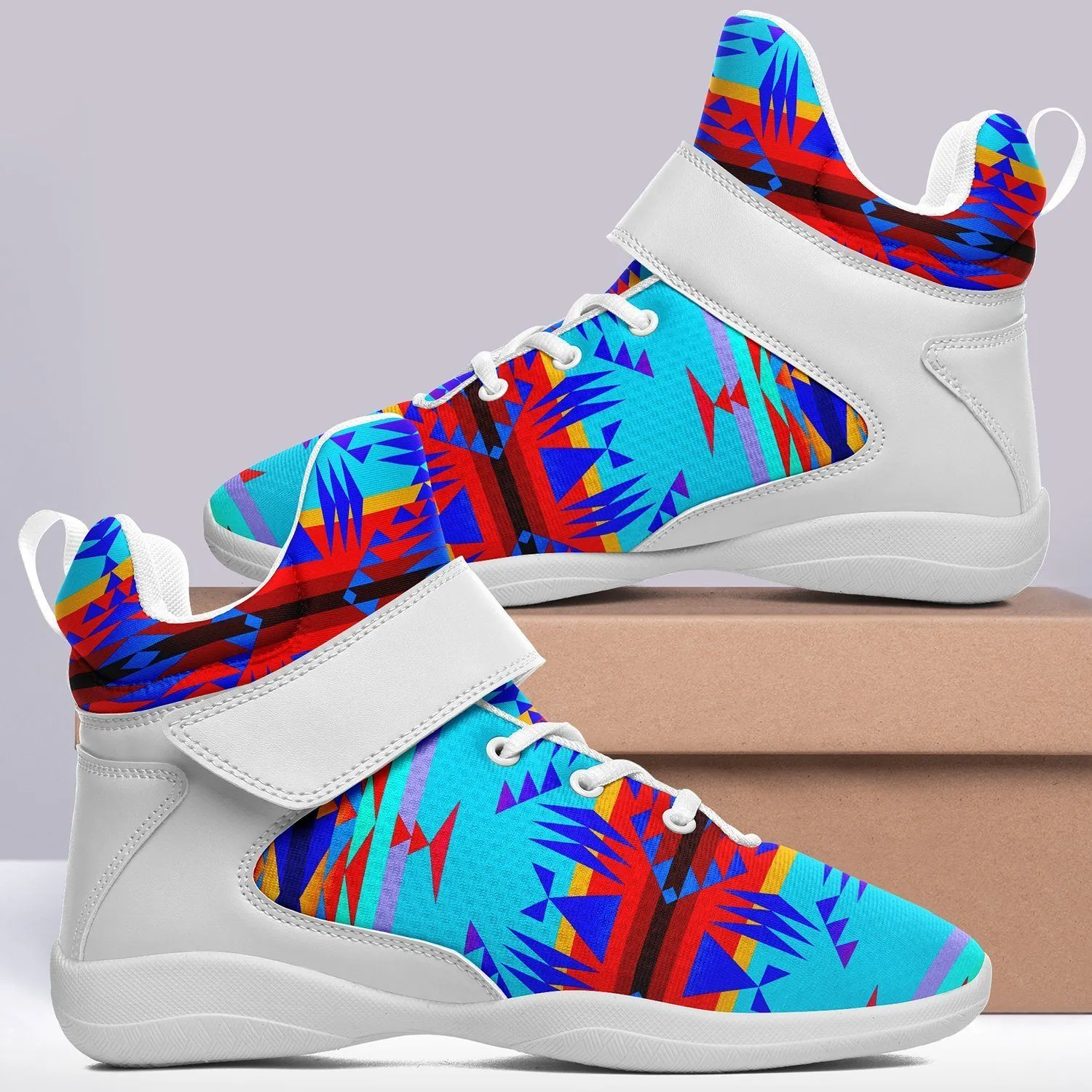 Between the Mountains Blue Ipottaa Basketball / Sport High Top Shoes - White Sole