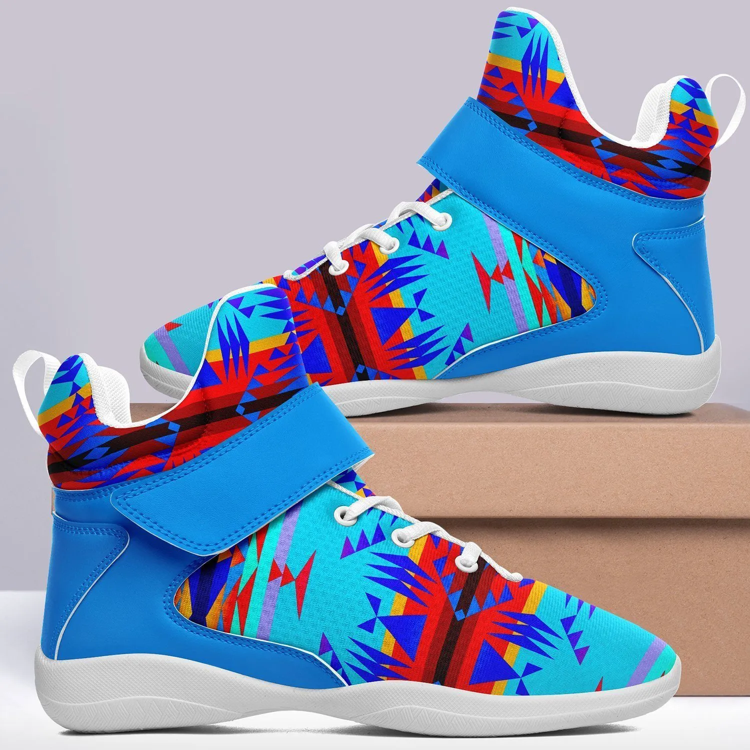 Between the Mountains Blue Ipottaa Basketball / Sport High Top Shoes - White Sole