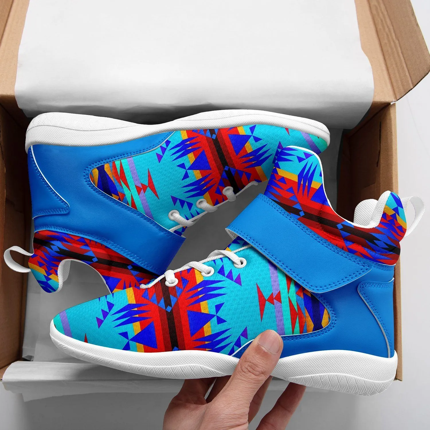 Between the Mountains Blue Kid's Ipottaa Basketball / Sport High Top Shoes