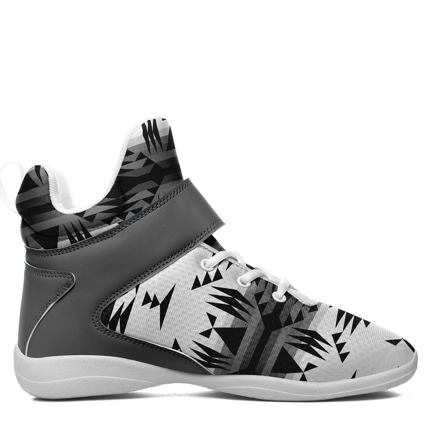 Between the Mountains White and Black Ipottaa Basketball / Sport High Top Shoes - White Sole