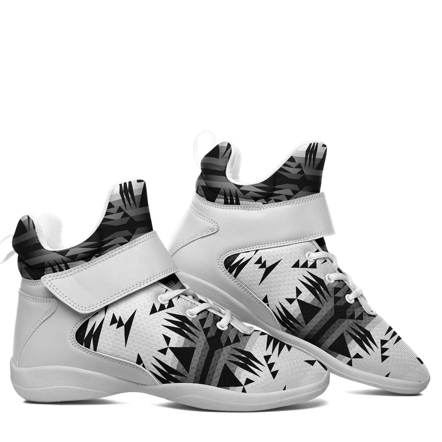 Between the Mountains White and Black Ipottaa Basketball / Sport High Top Shoes - White Sole