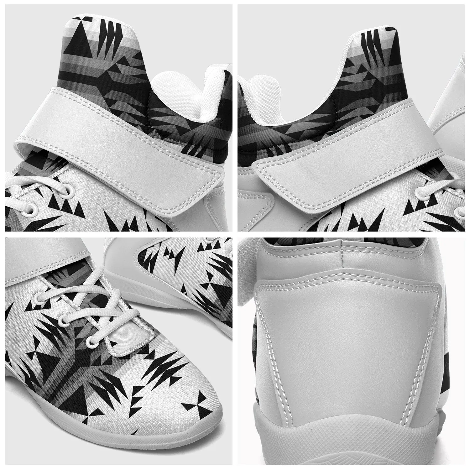 Between the Mountains White and Black Ipottaa Basketball / Sport High Top Shoes - White Sole