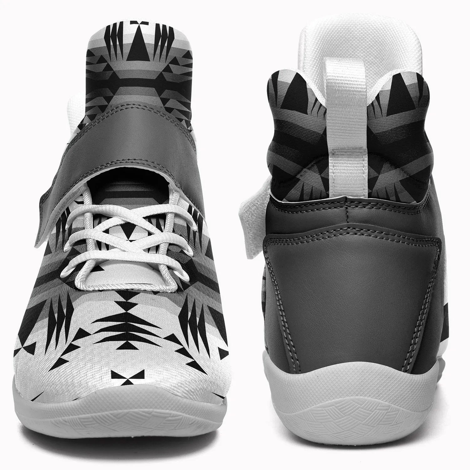 Between the Mountains White and Black Ipottaa Basketball / Sport High Top Shoes - White Sole