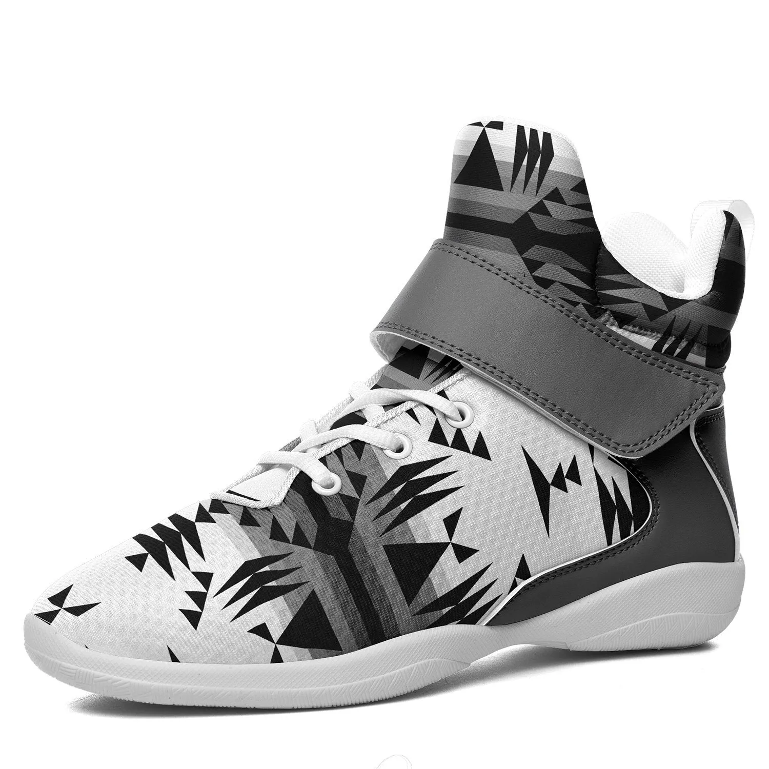 Between the Mountains White and Black Ipottaa Basketball / Sport High Top Shoes - White Sole