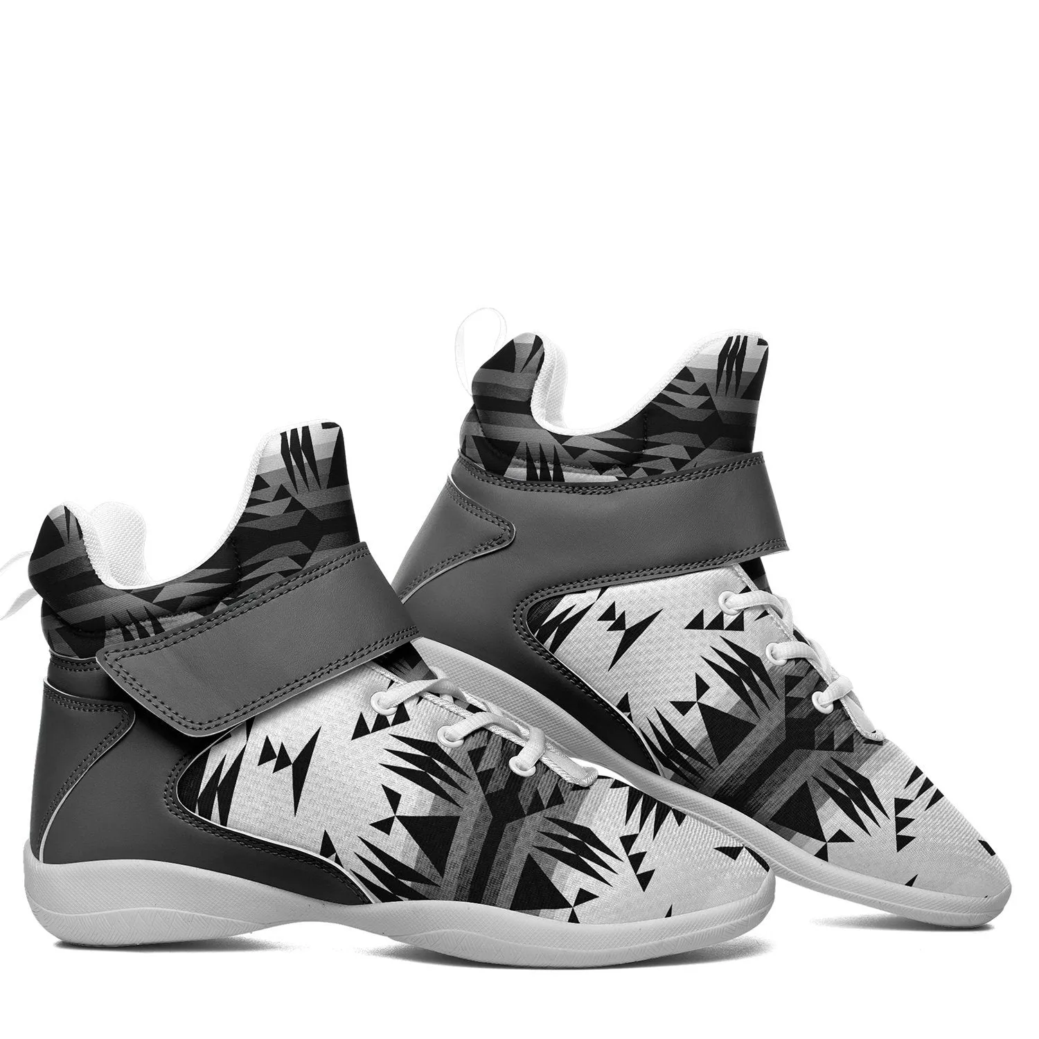 Between the Mountains White and Black Ipottaa Basketball / Sport High Top Shoes - White Sole