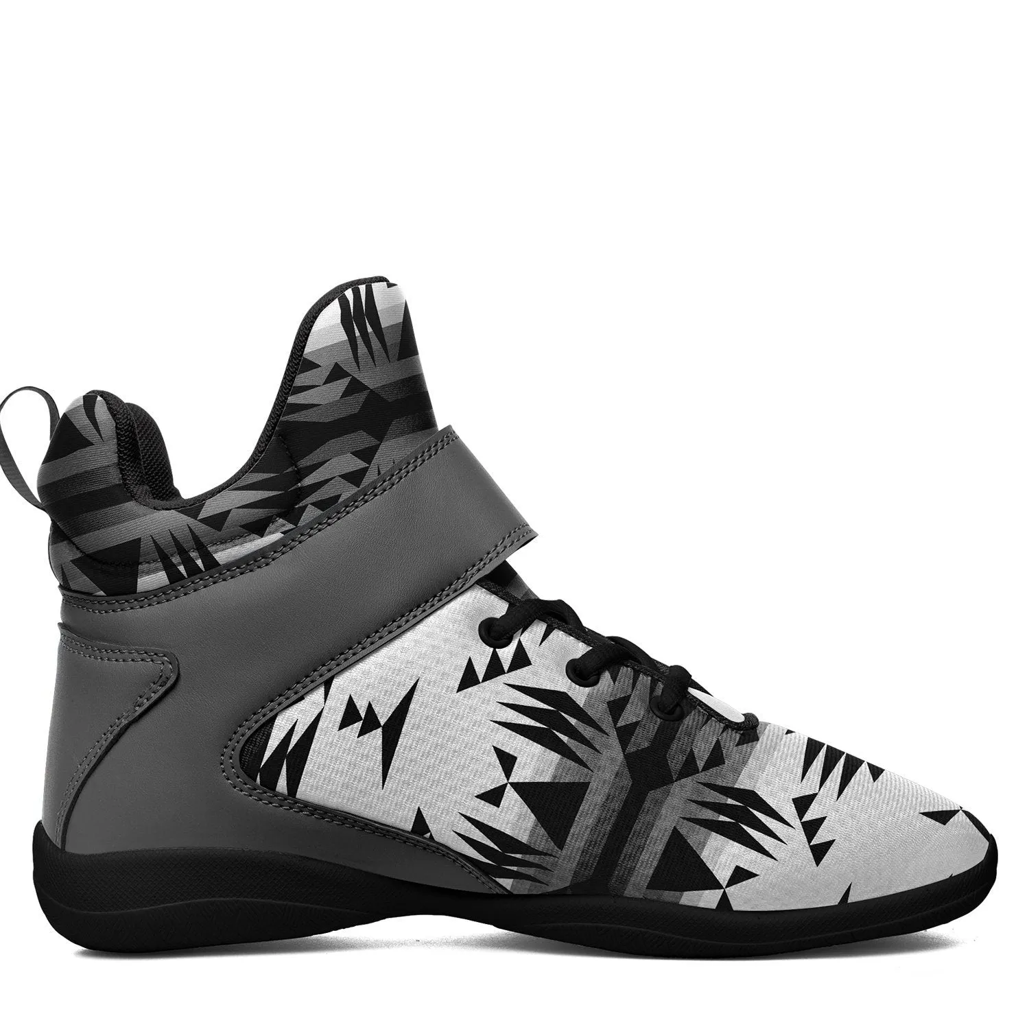 Between the Mountains White and Black Kid's Ipottaa Basketball / Sport High Top Shoes