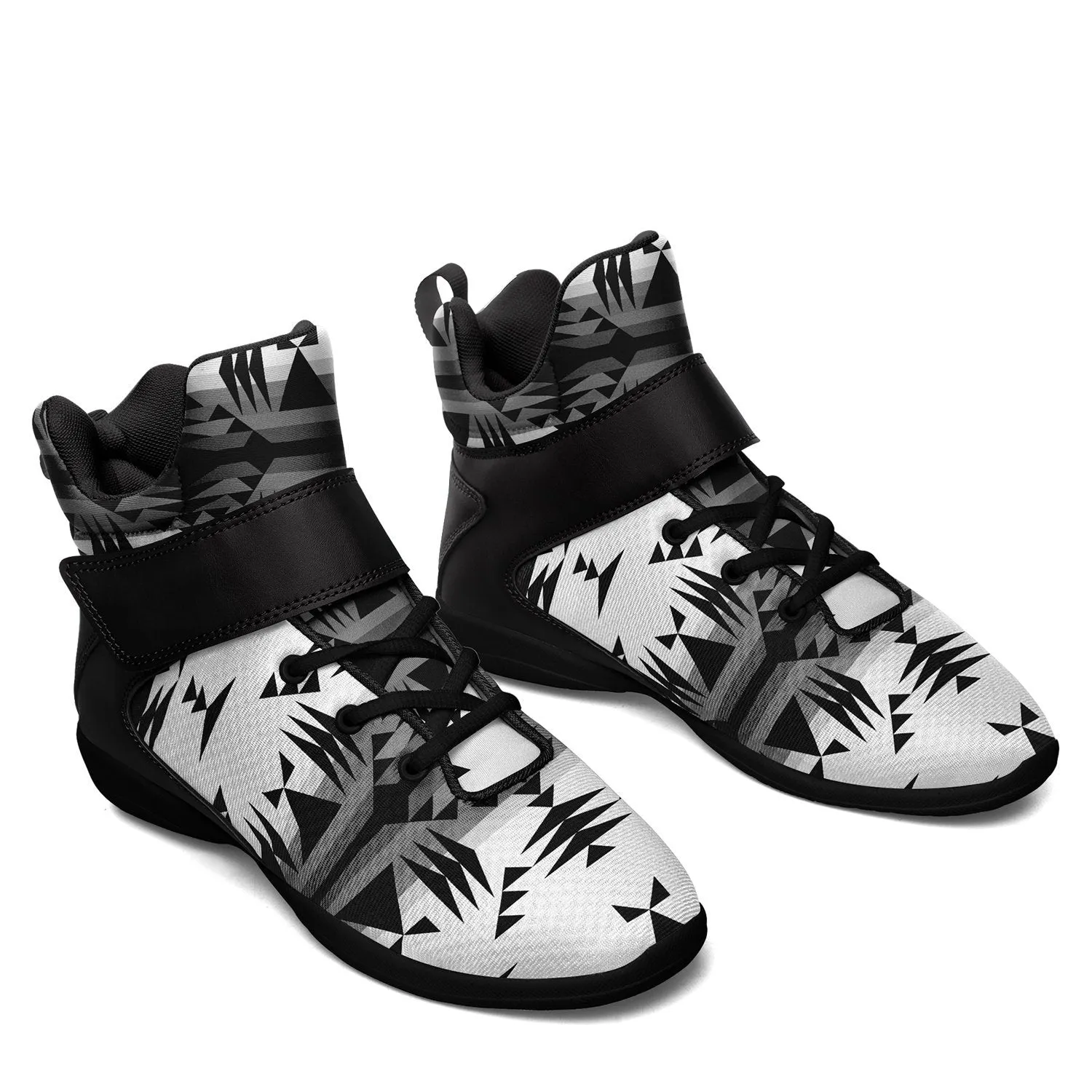 Between the Mountains White and Black Kid's Ipottaa Basketball / Sport High Top Shoes