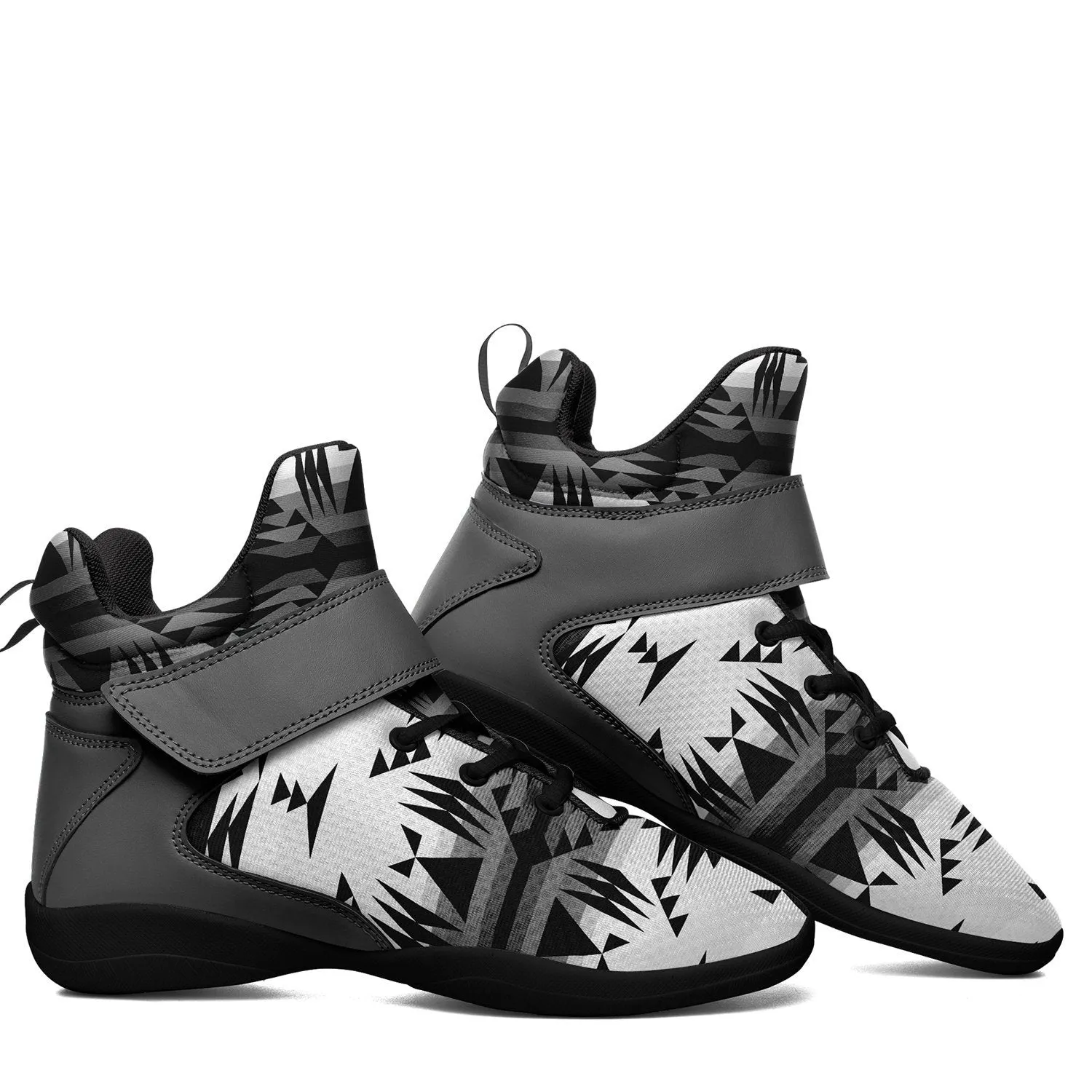 Between the Mountains White and Black Kid's Ipottaa Basketball / Sport High Top Shoes